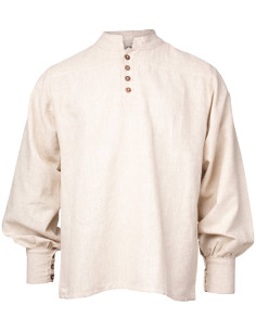 Chemise médiévale en lin modèle Bartold, couleur naturelle