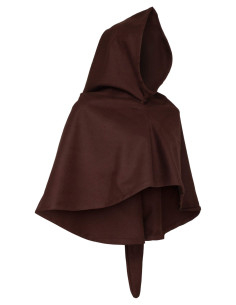 Capuche médiévale en laine modèle Benson, couleur marron