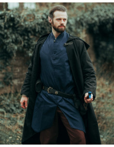 Manteau médiéval en coton modèle Faelyn, couleur noire