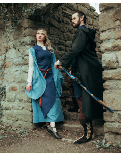 Manteau médiéval en coton modèle Faelyn, couleur noire 2