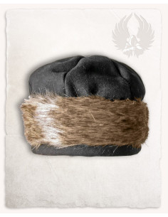 Bonnet médiéval en peau modèle Ragi, couleur gris