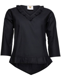 Blouse médiévale en coton modèle Josefina, couleur noire