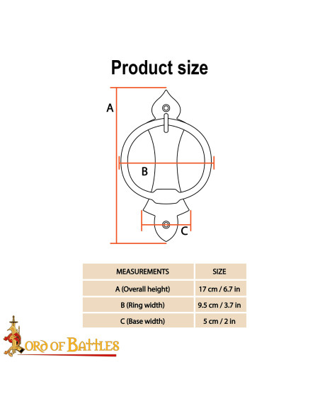 Anse médiéval en fer forgé fait à la...