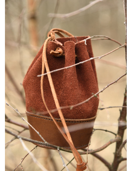 Sac à main médiéval en cuir marron