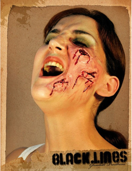 maquillage du visage brûlé et coupé