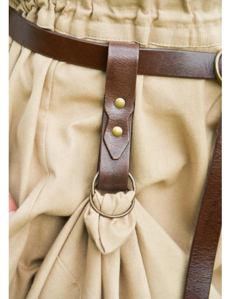 Agrafe de jupe médiévale en cuir marron