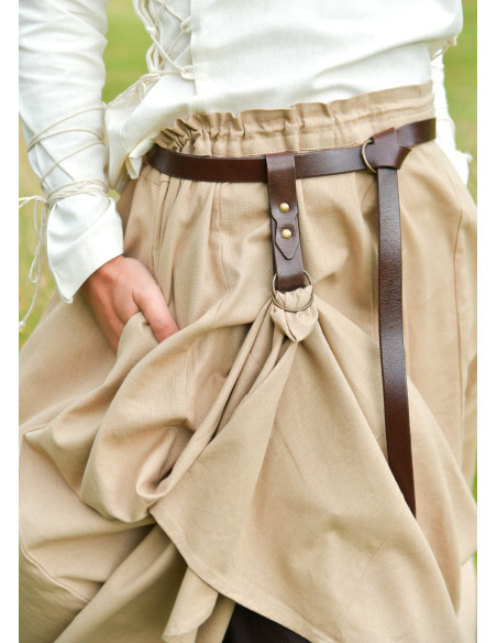 Agrafe de jupe médiévale en cuir marron