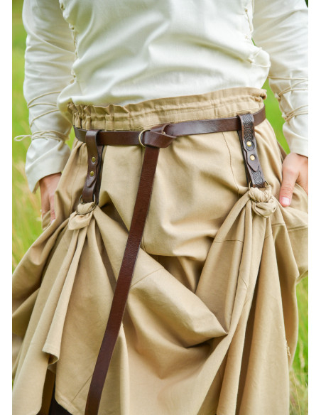 Agrafe de jupe médiévale en cuir marron