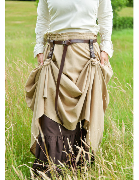 Agrafe de jupe médiévale en cuir marron