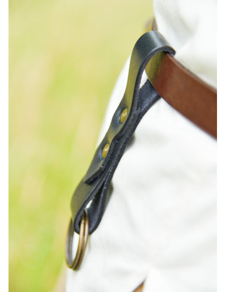 Ceinture médiévale en cuir noir pour...