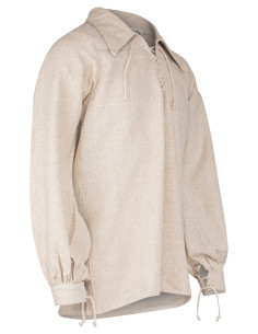 Chemise médiévale en lin modèle Sawyer, couleur crème 2