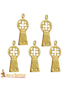 Set de 5 pointes en laiton pour ceinture, design Trèfle