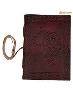 Journal médiéval à couverture en cuir avec un motif de tigre