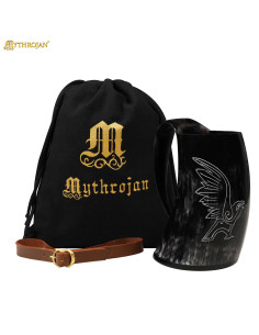 Chope médiéval pour boire au design corbeau (800 ml).