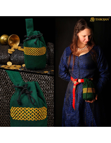 Sac médiéval en laine brodée pour...