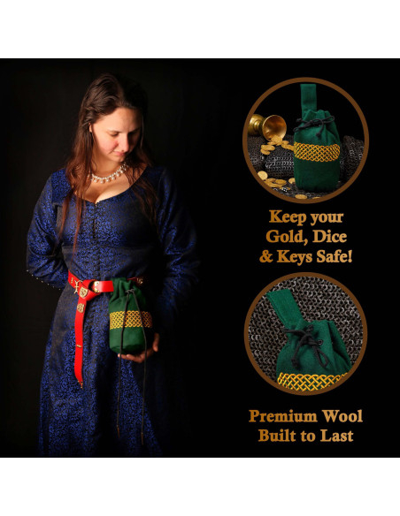 Sac médiéval en laine brodée pour...