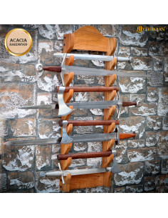 Support mural en bois pour accrocher jusqu'à 8 épées 2