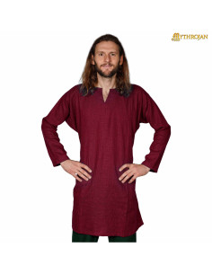 Tunique viking en lin modèle Erik, couleur bordeaux