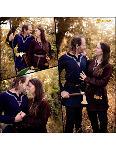 Tunique viking unisexe en coton à col...