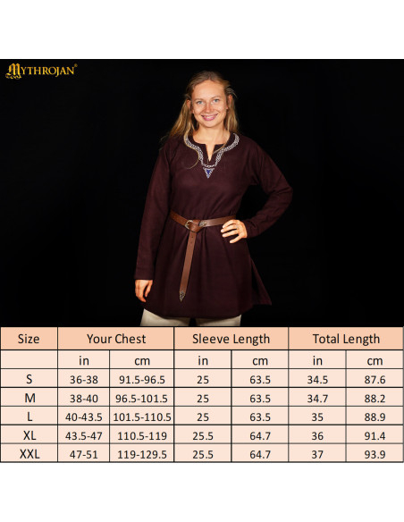 Tunique viking unisexe en coton à col...