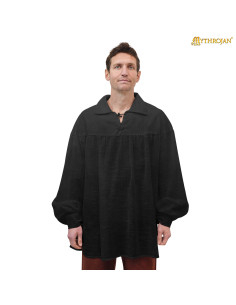 Chemise médiévale en coton modèle Poète, couleur noire 2