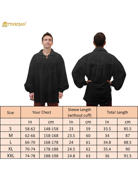Chemise médiévale en coton modèle...