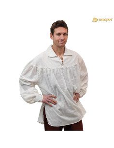 Chemise médiévale en coton modèle Poète, couleur blanche