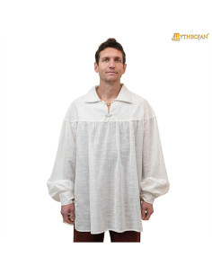 Chemise médiévale en coton modèle Poète, couleur blanche 2