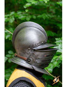 Casque Borgoñota avec visière en acier noirci 2