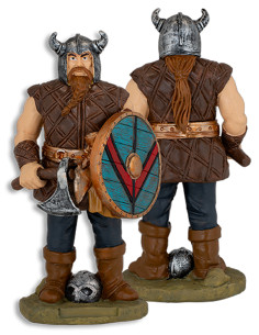 Figure Guerrier viking avec bouclier et hache, en résine 2