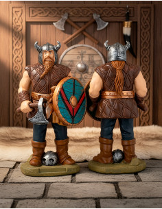Figure Guerrier viking avec bouclier et hache, en résine