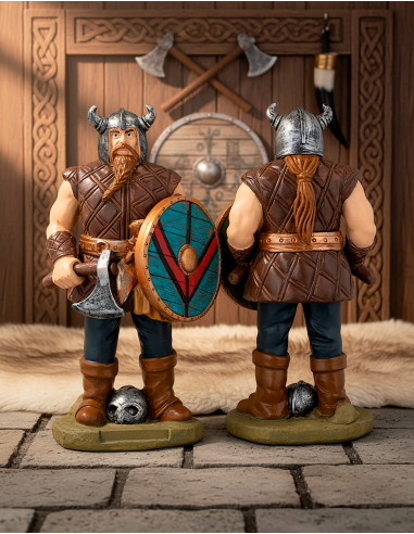 Figure Guerrier viking avec bouclier et hache, en résine