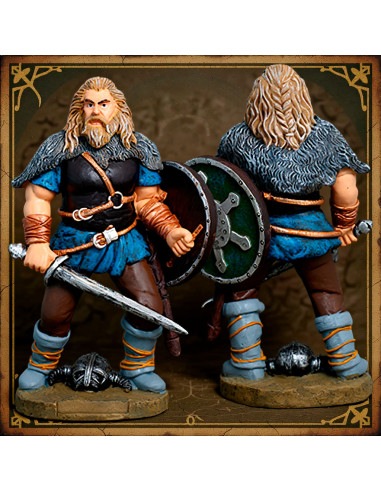 Figure Guerrier viking avec bouclier et épée, en résine