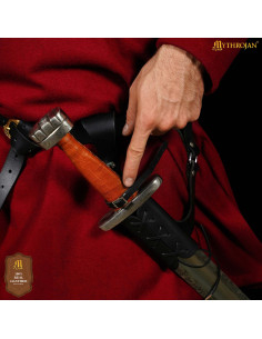 Grande targe en cuir noir ajustable, main droite ou gauche