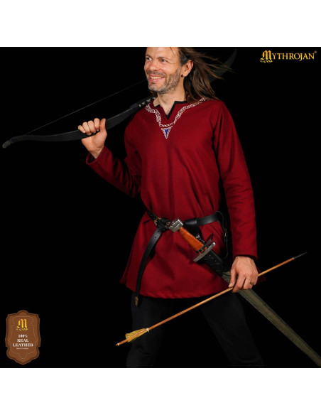 Grande targe en cuir noir ajustable,...