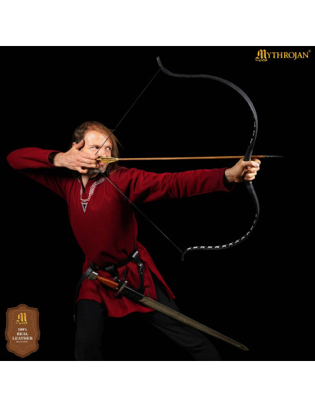 Grande targe en cuir noir ajustable,...