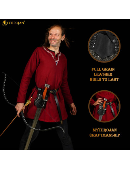 Tahalí médiéval en cuir noir modèle...