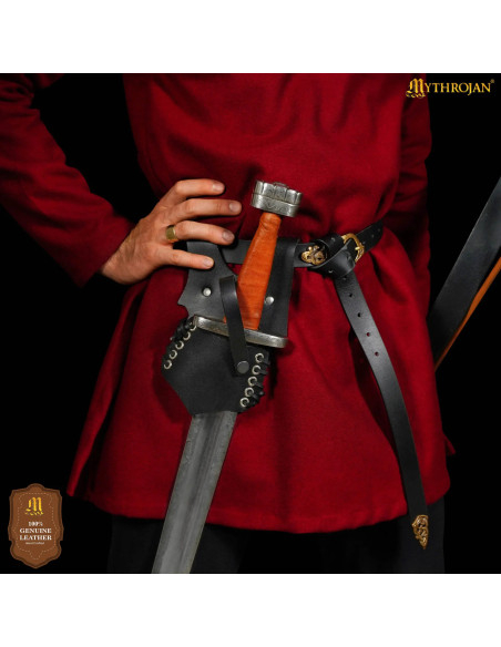 Tahalí médiéval en cuir noir modèle...