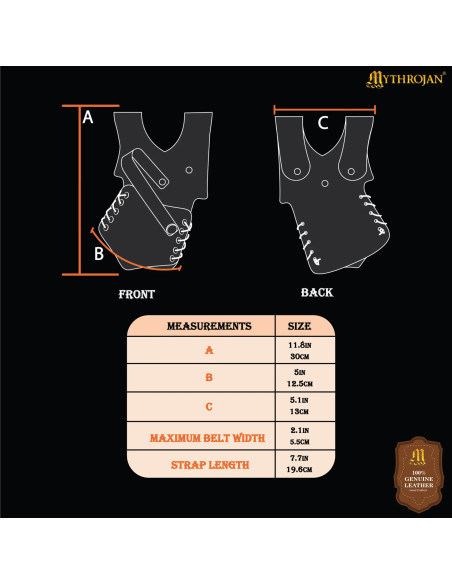 Tahalí médiéval en cuir noir modèle...