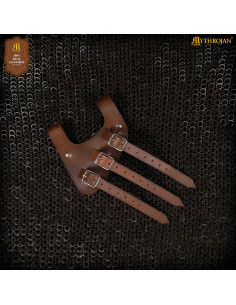 Tahalí renaissance en cuir marron, main gauche