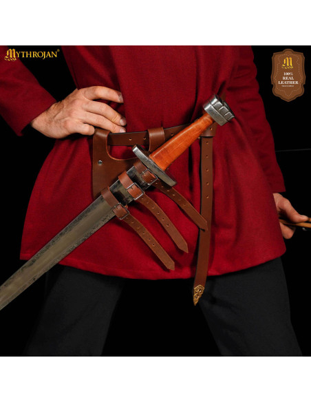 Tahalí renaissance en cuir marron,...