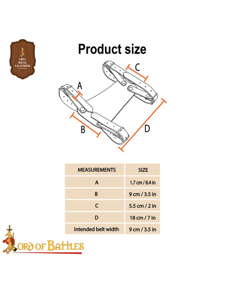 Tahalí médiéval ajustable en cuir,...