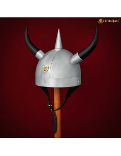 Casque viking avec cornes et plaque de lion 2