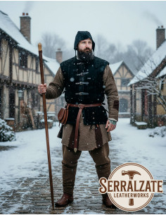 Capeline médiévale en cuir modèle Lope, couleur noire