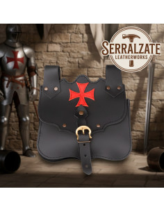 Sac médiéval en cuir modèle Cruzé, couleur noire 2