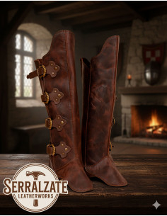 Guêtres médiévales Sir William avec 4 boucles - Marron