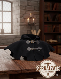 Gugel et couvre-épaule médiéval Godfrey en noir 2