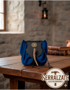 Sac à main médiéval en cuir modèle Ciel, couleur bleue