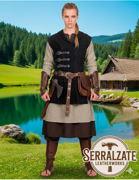 Chaleco Médiéval Brava en cuir - Noir