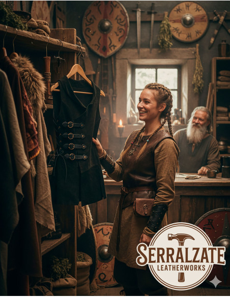 Chaleco Médiéval Brava en cuir - Noir